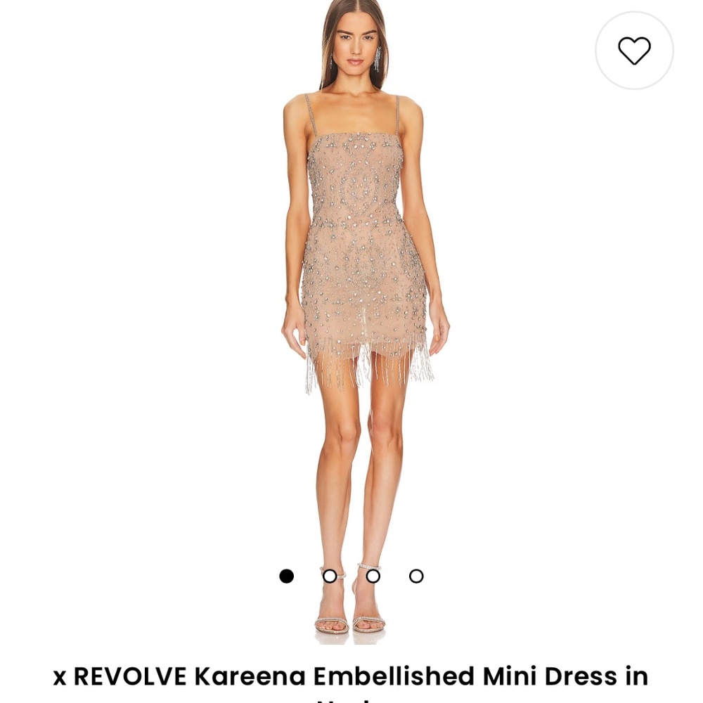 Embellished Mini Dress in Nude Michael Costello